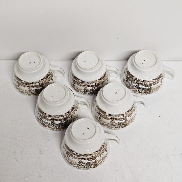 Ridgway Coaching Days & Ways Vintage Transferware Cups Set of 6 No Saucers - Picture 6 of 6